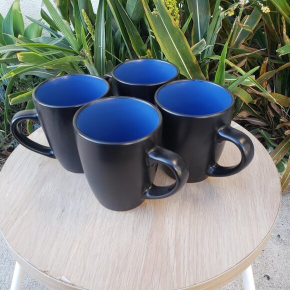 NEW Stone Lain 4 Piece Stoneware mugs cups Coffee Tea dishes Dinnerware Set Blu - Picture 5 of 12